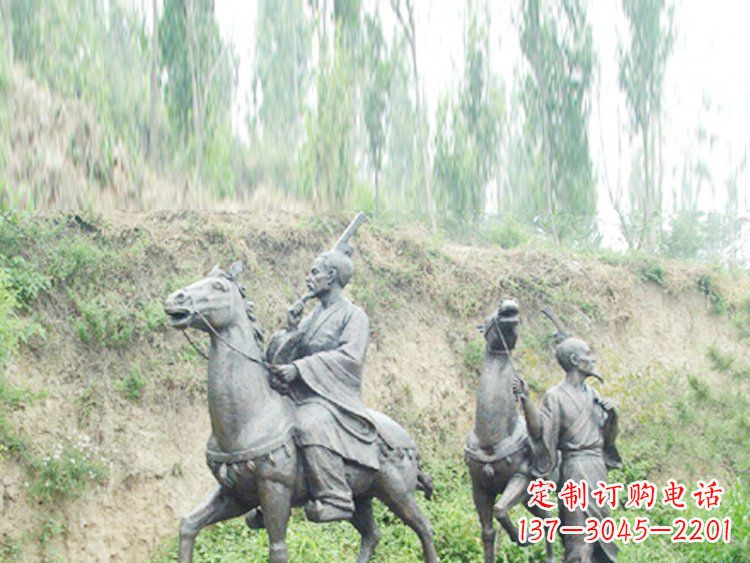 烟台中领雕塑|传承古老传统:古代人物骑马铜雕