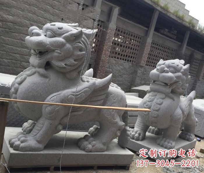 烟台中领雕塑–精美的古代神兽大理石貔貅雕塑