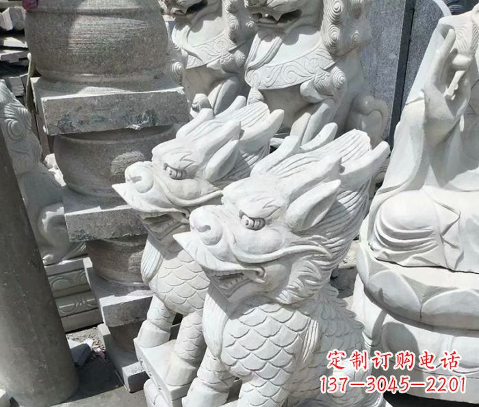 烟台传统工艺,精细做工,古代神兽大理石麒麟石雕高端定制