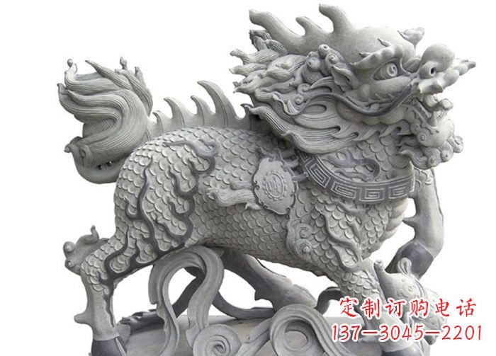 烟台中领雕塑|精美古典麒麟雕塑