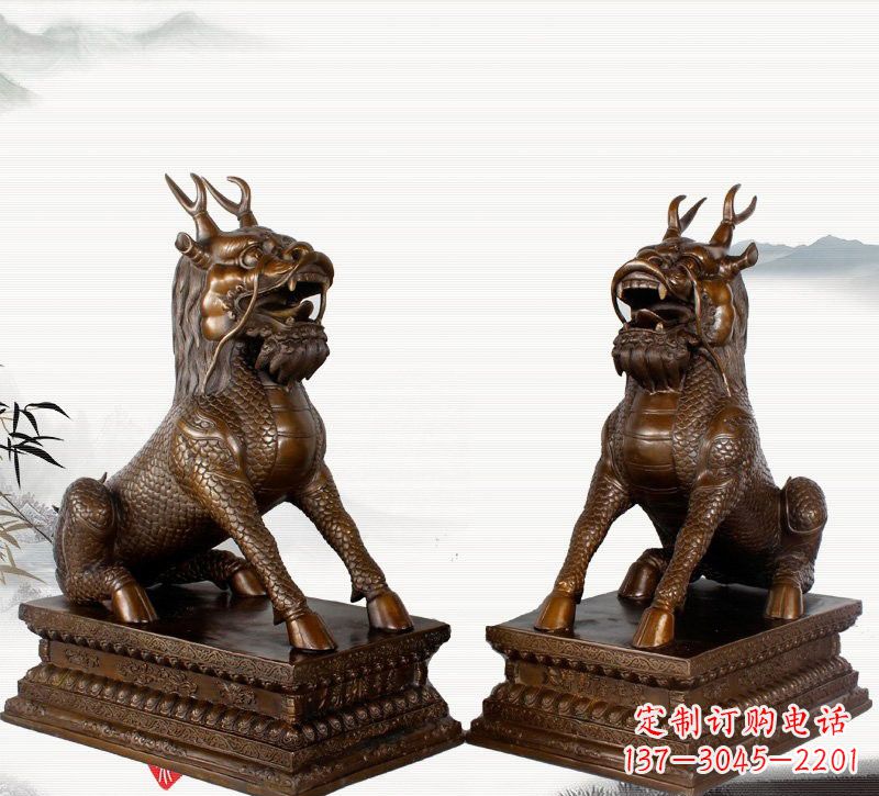 烟台古典神麒麟铜雕,馥玉臻品