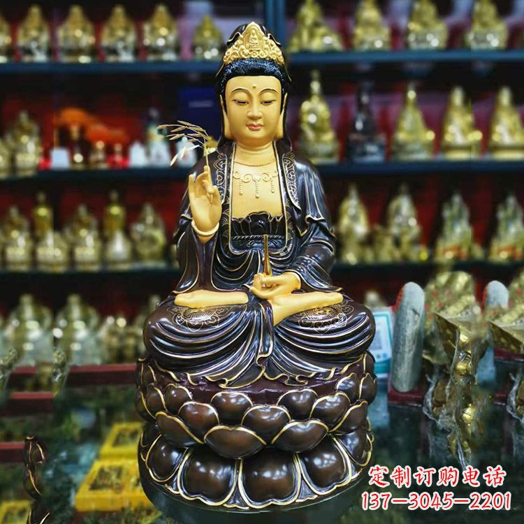 烟台古铜手工雕刻观音佛像