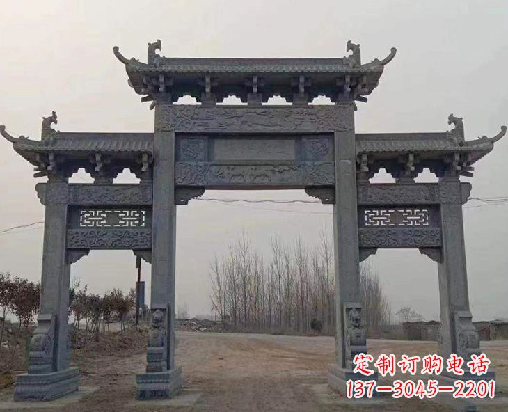 烟台古石牌坊-手工精雕细琢牌坊雕塑