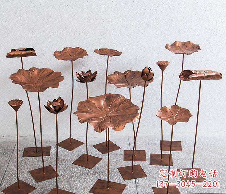 烟台精美古铜色荷花不锈钢雕塑