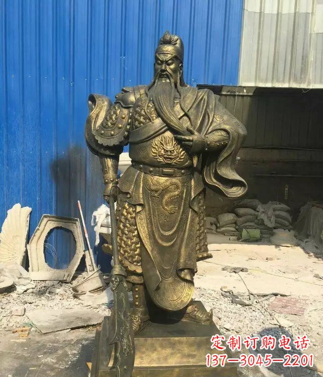 烟台精美雕刻的关公铜雕