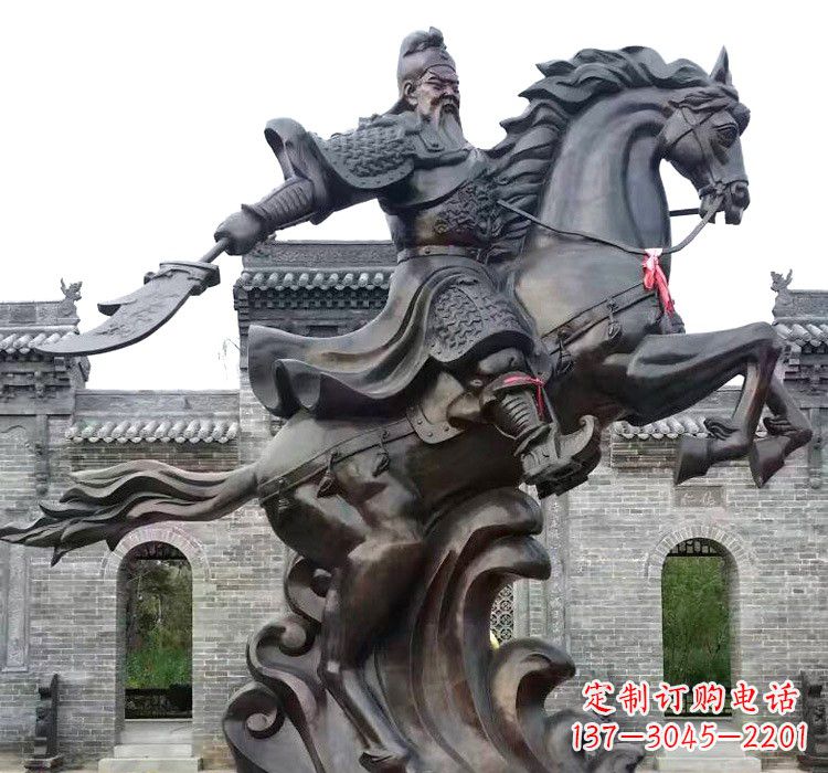 烟台精致细腻的关公骑马雕塑