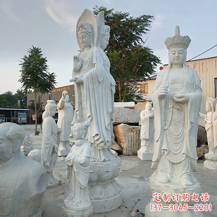 烟台观音 石雕送子观音 汉白玉观音佛像厂家直销石雕汉白玉菩萨_27