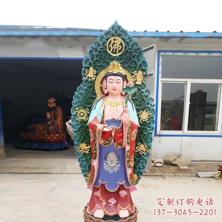 烟台艺术精致观音玻璃钢彩绘雕塑
