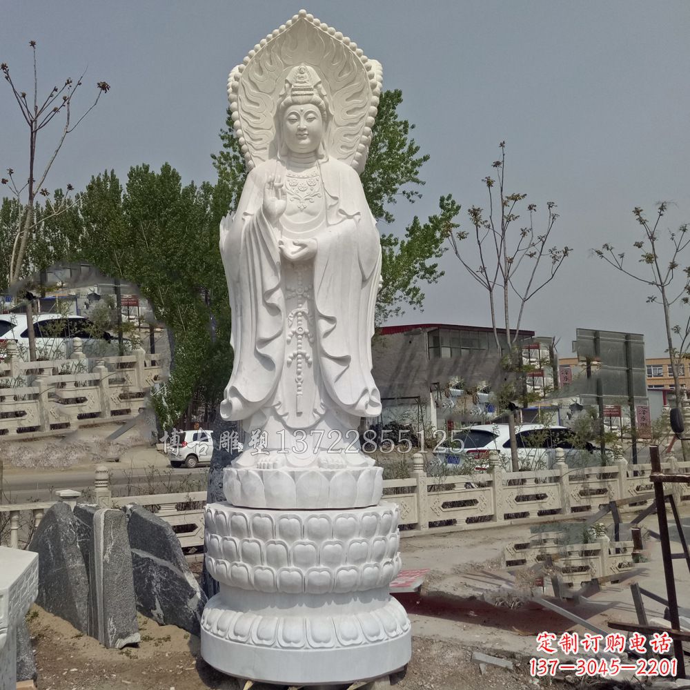 烟台观音菩萨汉白玉石精美雕塑