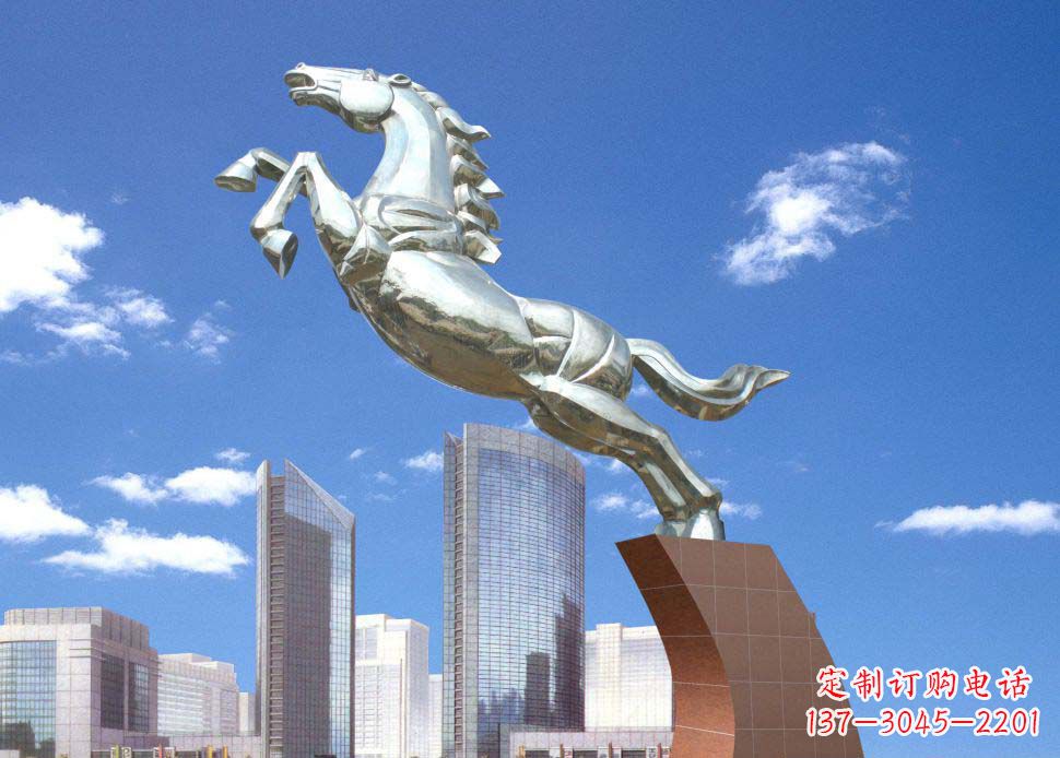 烟台广场奔马不锈钢雕塑