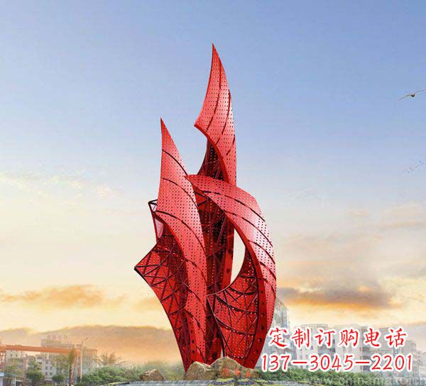 烟台广场不锈钢抽象船帆雕塑