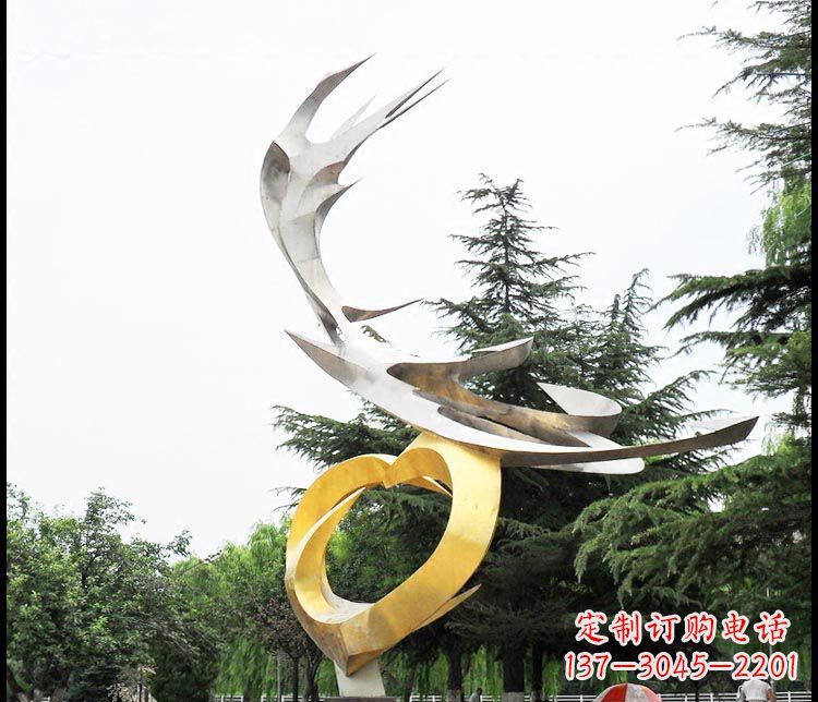 烟台广场不锈钢抽象凤凰摆件雕塑