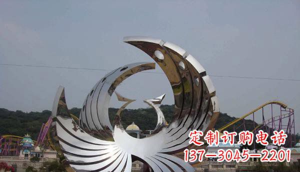 烟台广场不锈钢抽象凤凰雕塑 (2)