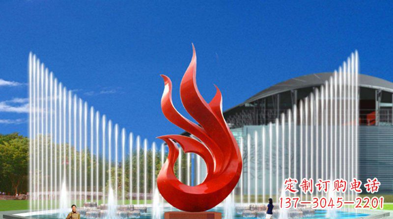 烟台广场不锈钢抽象凤凰景观雕塑