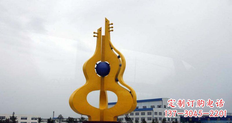 烟台中领雕塑:葫芦琵琶不锈钢雕塑