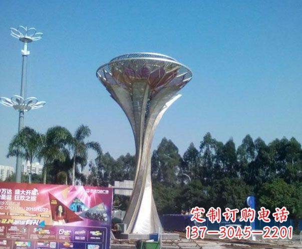 烟台精美大型不锈钢抽象莲花雕塑