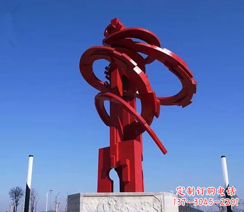 烟台广场不锈钢抽象飘带雕塑2