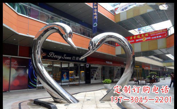 烟台中领雕塑:精美的不锈钢抽象天鹅雕塑