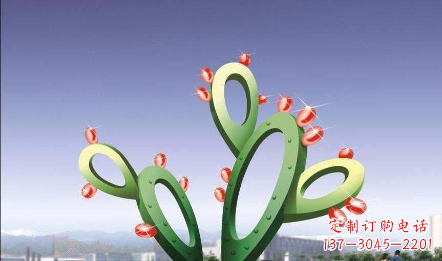 烟台广场不锈钢抽象仙人掌雕塑