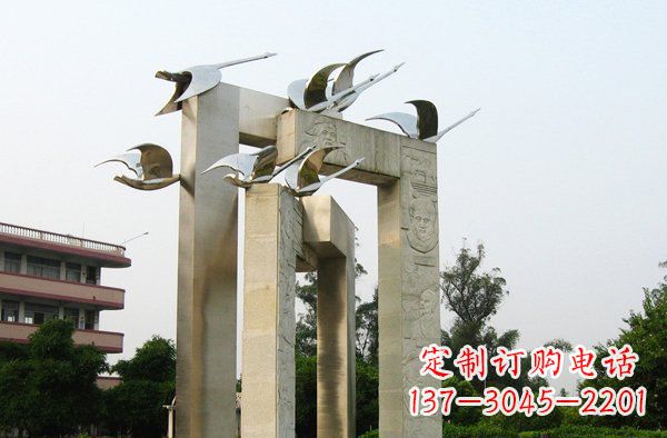 烟台广场不锈钢大雁动物雕塑