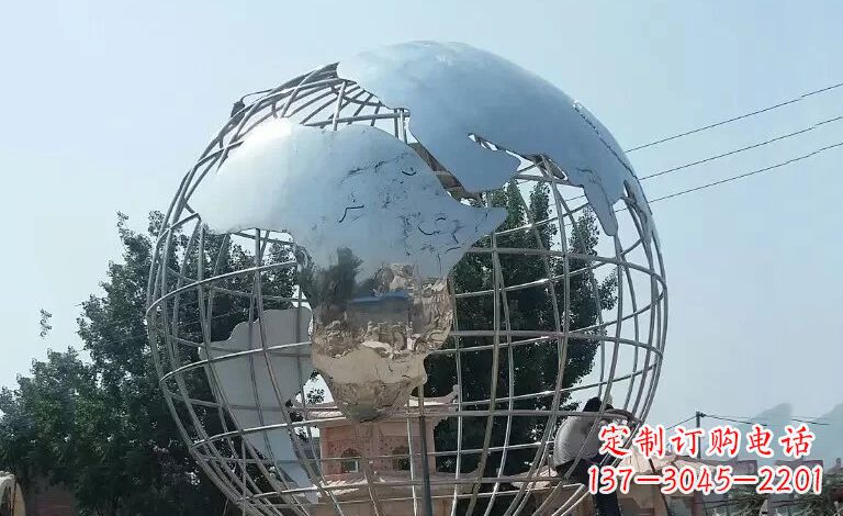 烟台广场不锈钢地球仪雕塑 (2)