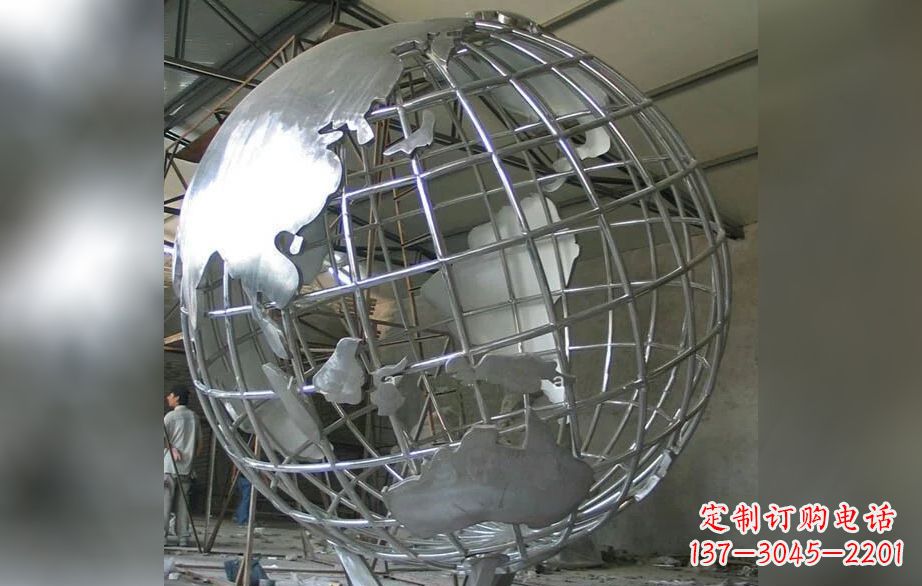 烟台广场不锈钢地球仪雕塑 (3)