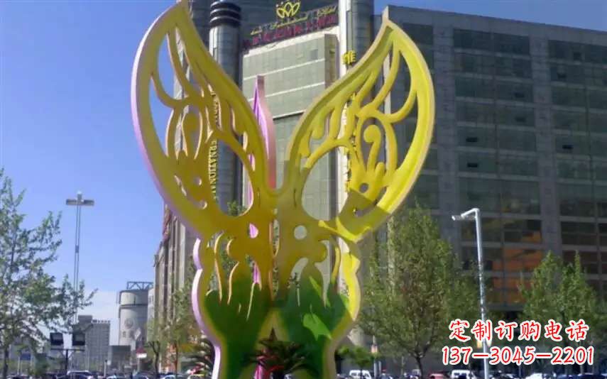 烟台广场不锈钢雕刻蝴蝶雕塑