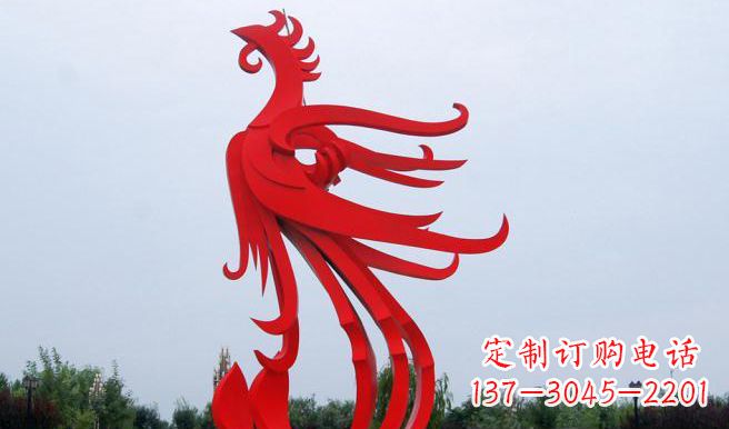 烟台中领雕塑制作的精美不锈钢凤凰雕塑