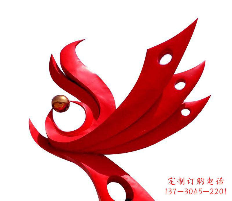 烟台广场不锈钢凤凰社区雕塑