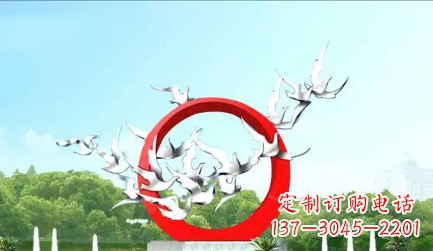 烟台华丽优雅的不锈钢鸽子雕塑