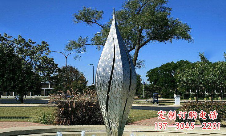烟台广场不锈钢花骨朵喷泉雕塑