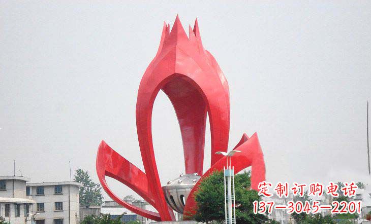烟台广场不锈钢莲花和莲蓬雕塑