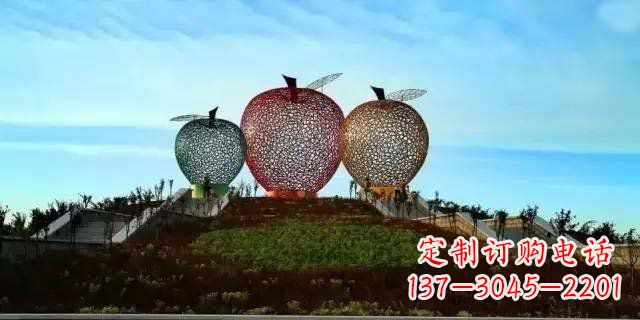 烟台精美大气的不锈钢苹果雕塑
