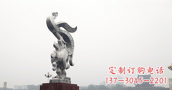 烟台广场不锈钢娈凤腾飞凤凰景观雕塑