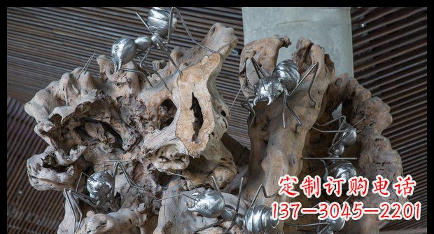 烟台展现自然的优雅——不锈钢蚂蚁上树景观雕塑