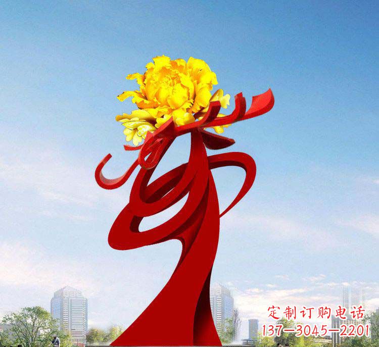 烟台中领雕塑:牡丹花开,把美景永久定格