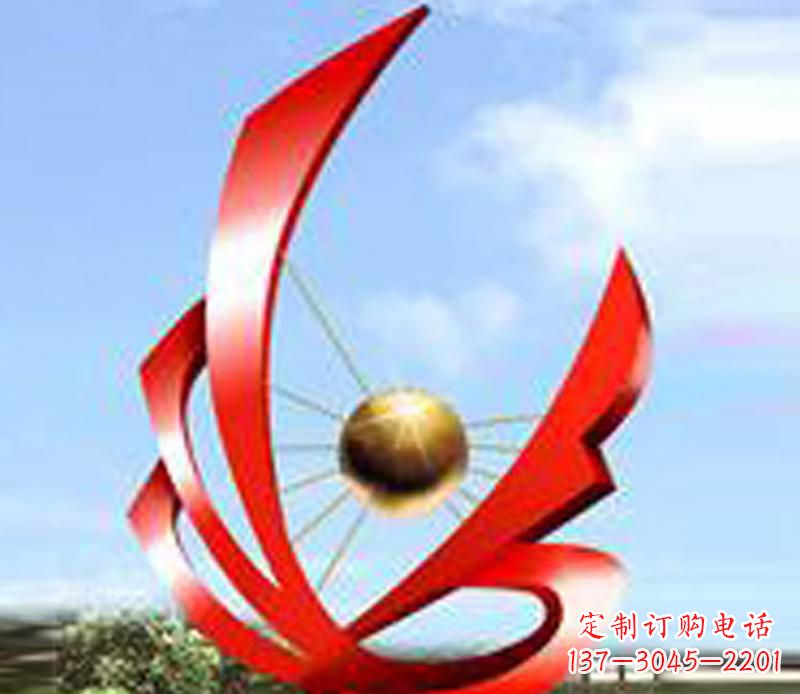 烟台让风带来梦想——中领雕塑飘带球网景观雕塑