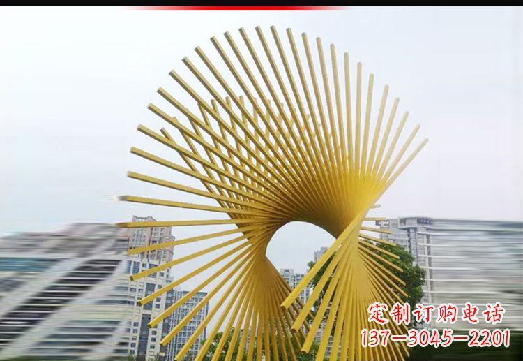 烟台广场不锈钢树枝扇形景观雕塑