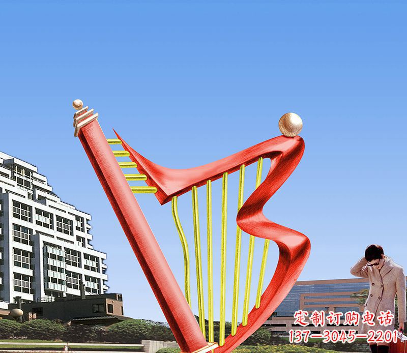 烟台精美不锈钢竖琴雕塑