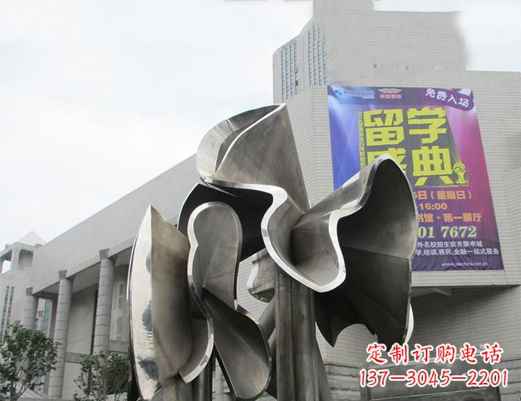 烟台全新不锈钢荷叶雕塑,缔造完美景观