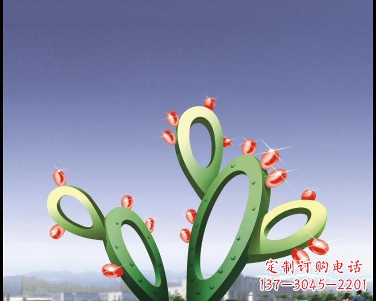 烟台视觉焕发的不锈钢仙人掌景观雕塑