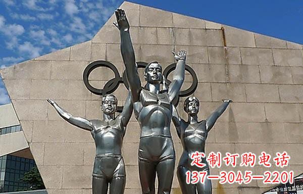 烟台中领雕塑|不锈钢运动员雕塑