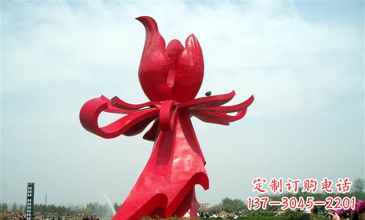 烟台广场不锈钢紫荆花雕塑