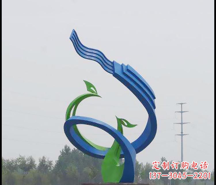 烟台完美锻造,彩色不锈钢抽象凤凰雕塑