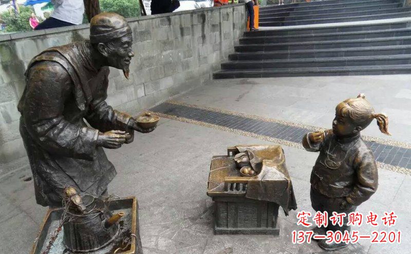 烟台广场吃小吃的小女孩小品铜雕