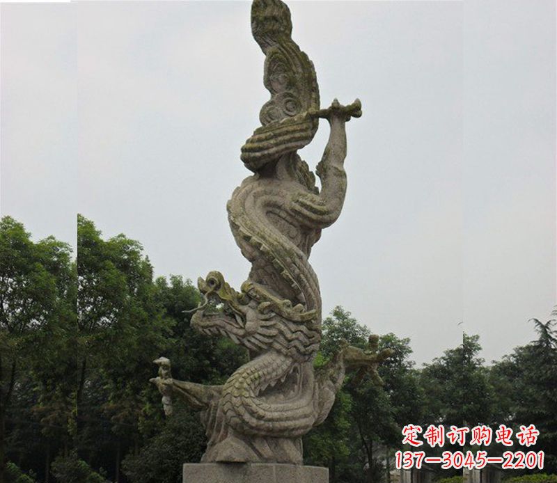 烟台中领雕塑|古典美感的大理石龙雕塑