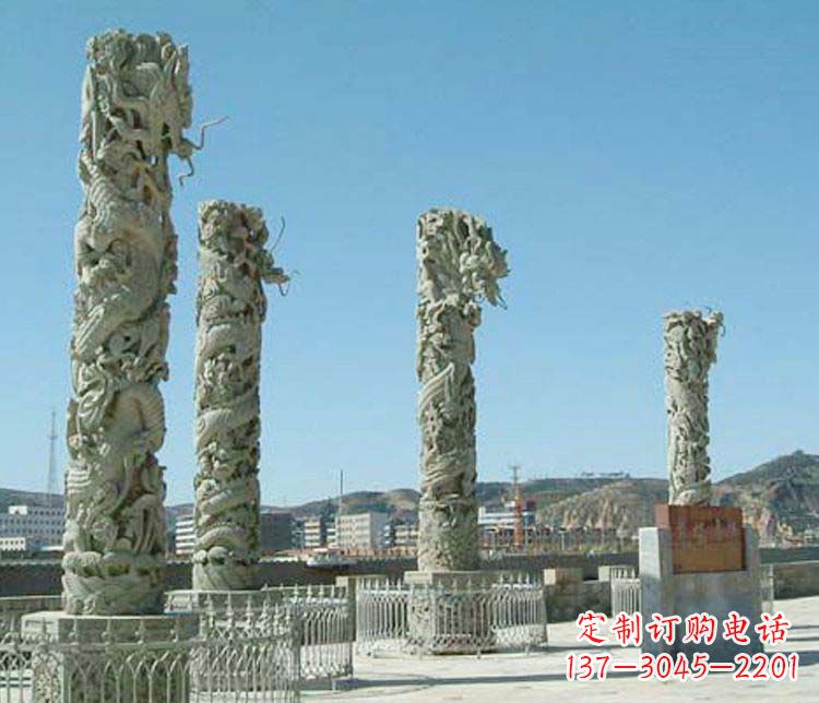烟台中领雕塑的大理石盘龙柱景观石雕
