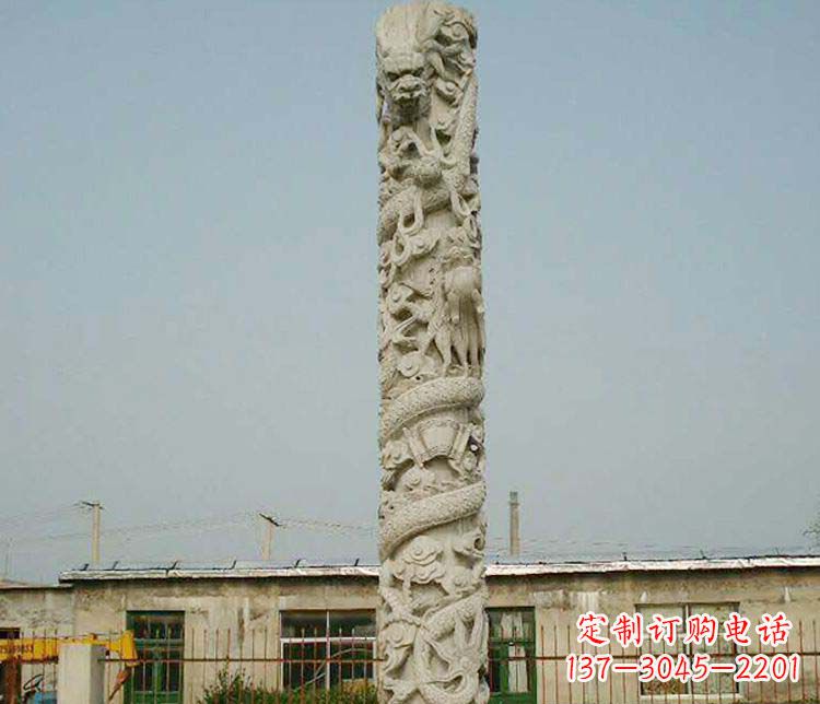 烟台中领雕塑——独具特色的大理石盘龙柱雕塑
