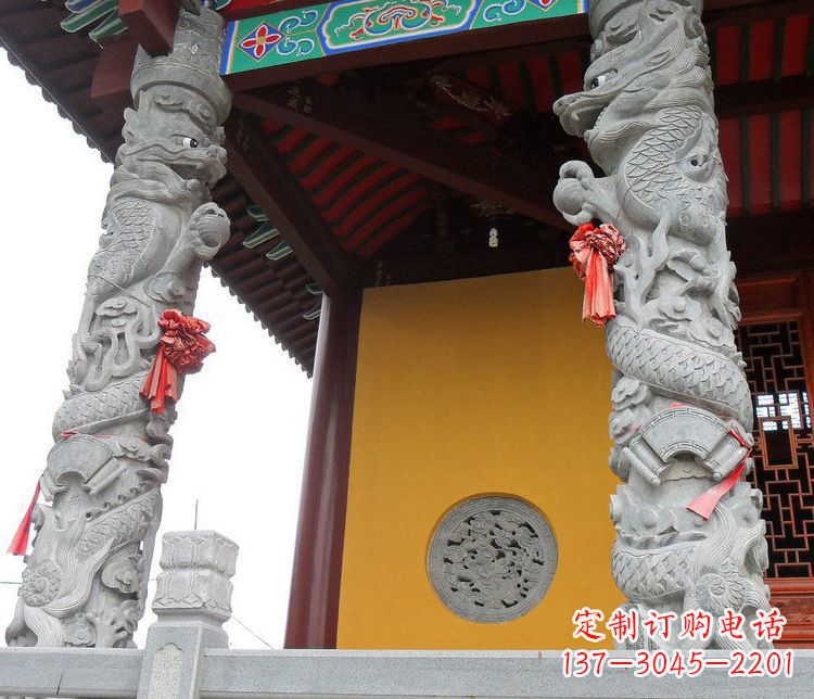 烟台广场大理石盘龙柱景观石雕_2