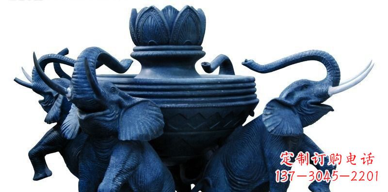 烟台广场大象莲花鼎景观铜雕